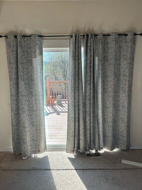 Neutral Blue Patterned Curtains